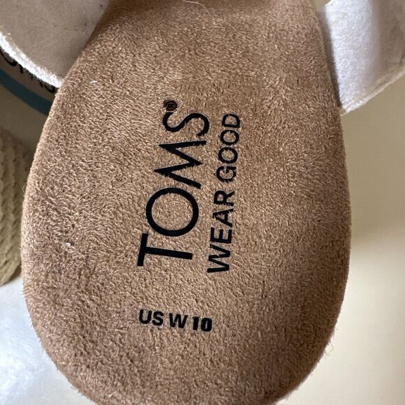 Toms Majorca Platform Espadrille Casual Block Heel Sandals White Canvas Sz 10 - Picture 6 of 12